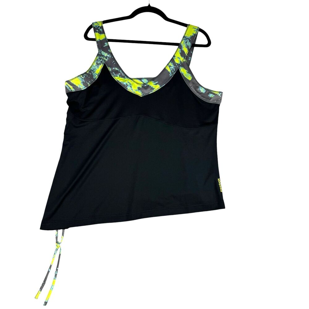 Reebok Top Women's 18/20 Black Green Play Dry Sleeveless Active Wear Stretch